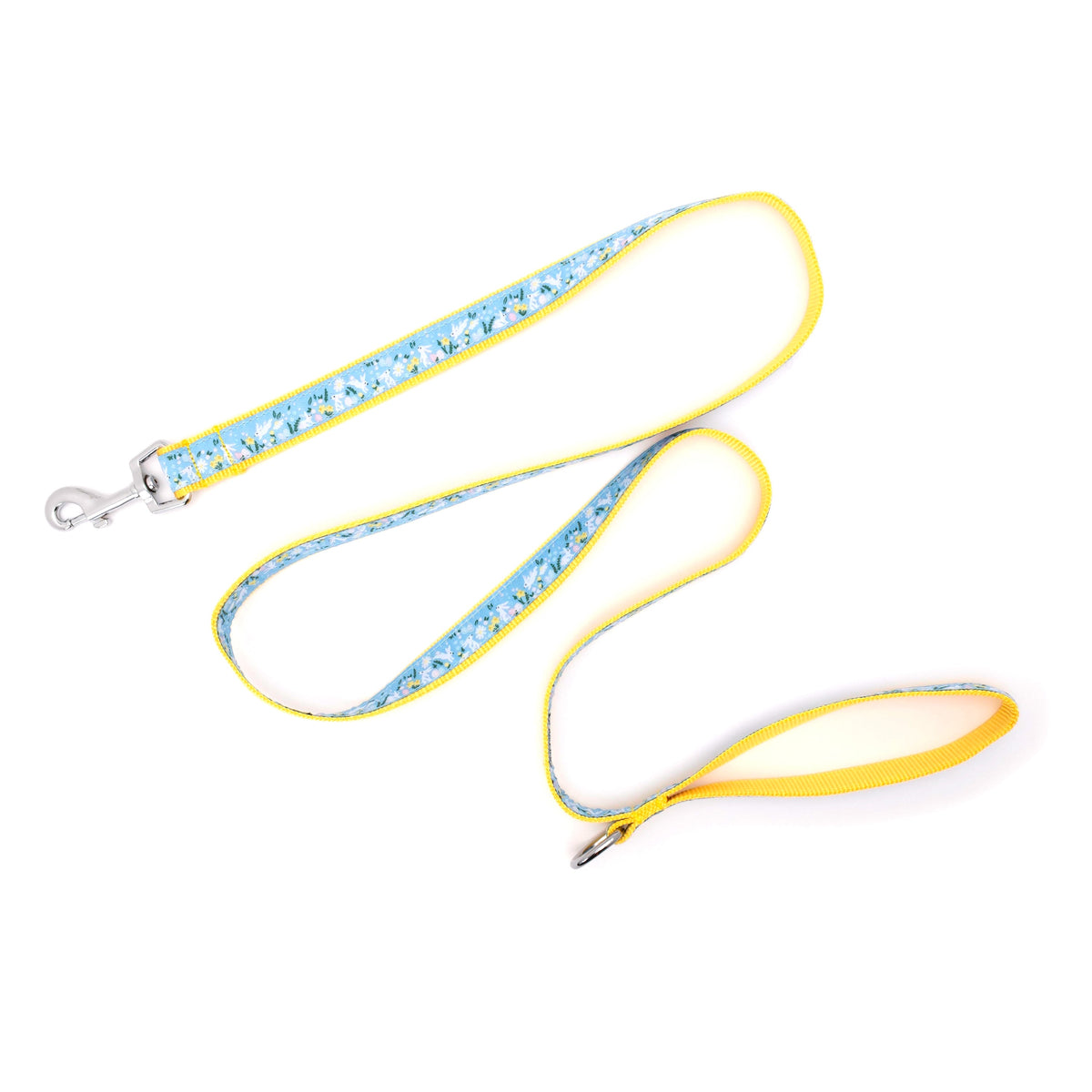Bunnies & Flowers Dog Leash – Blue, Sizes S, L