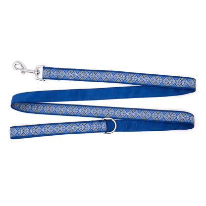 Medallion Dog Leash – Blue & Pink, Sizes S, L