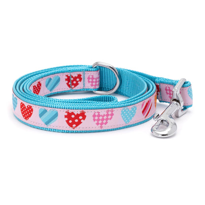 Love is Love pink ribbon and nylon dog leash, coiled leash