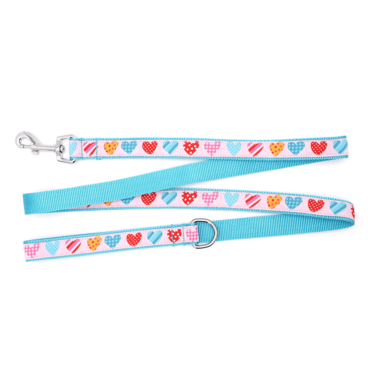 Love is Love pink ribbon and nylon dog leash, product view 2