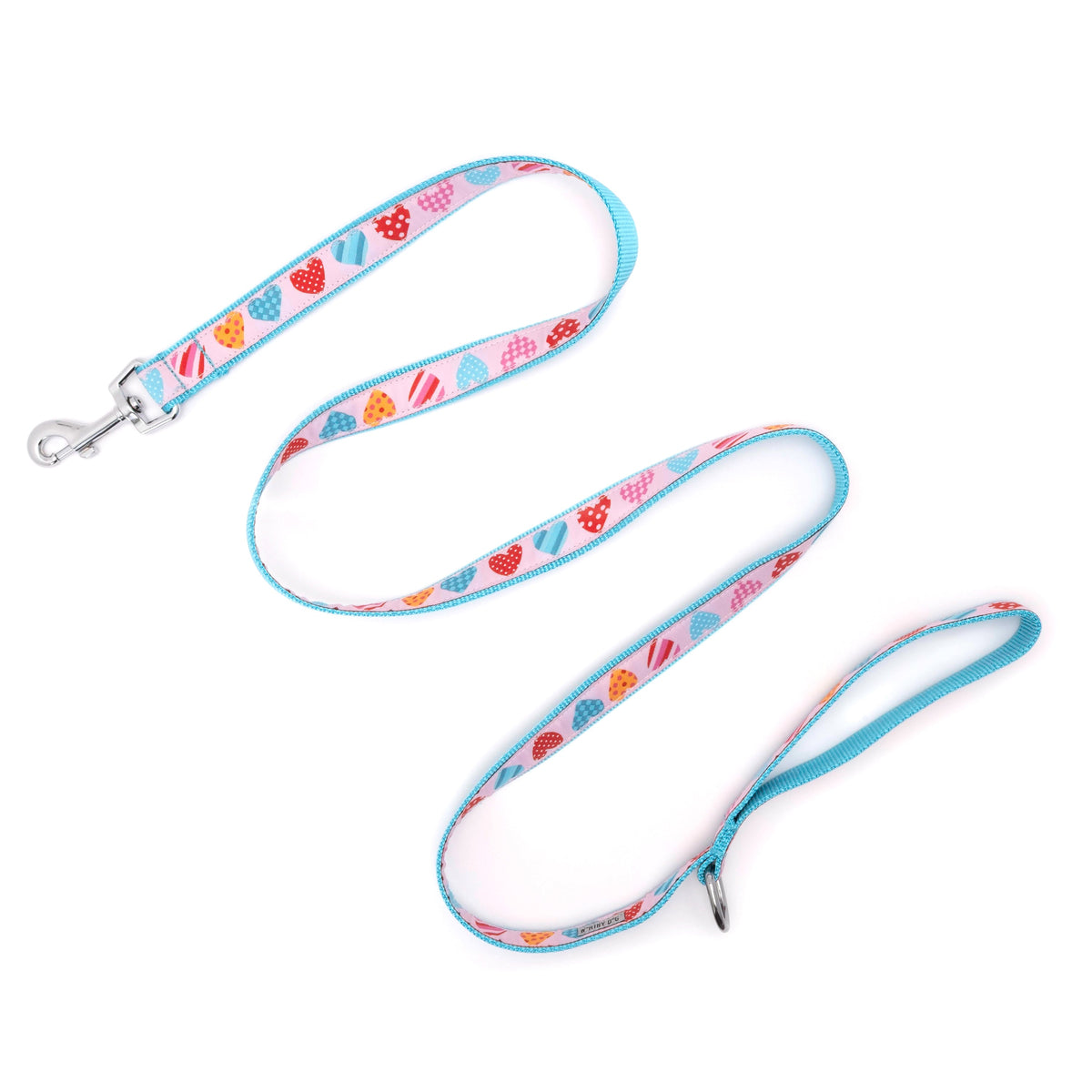 Love is Love pink ribbon and nylon dog leash, product view 3