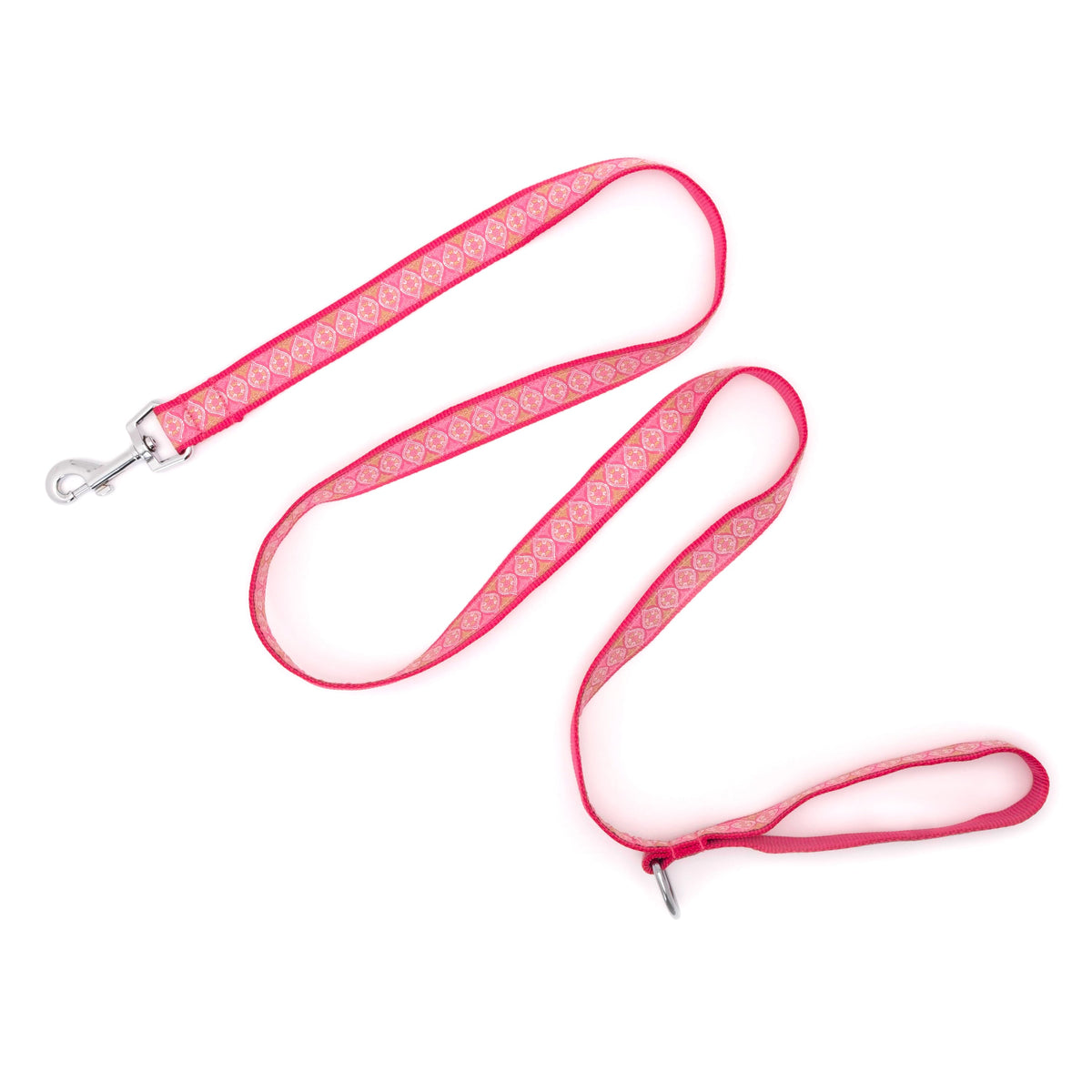 Medallion Dog Leash – Blue & Pink, Sizes S, L