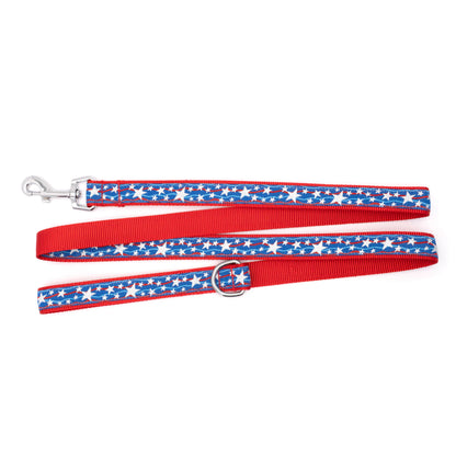 Star Spangled red/white/blue ribbon and nylon dog leash, product view 2