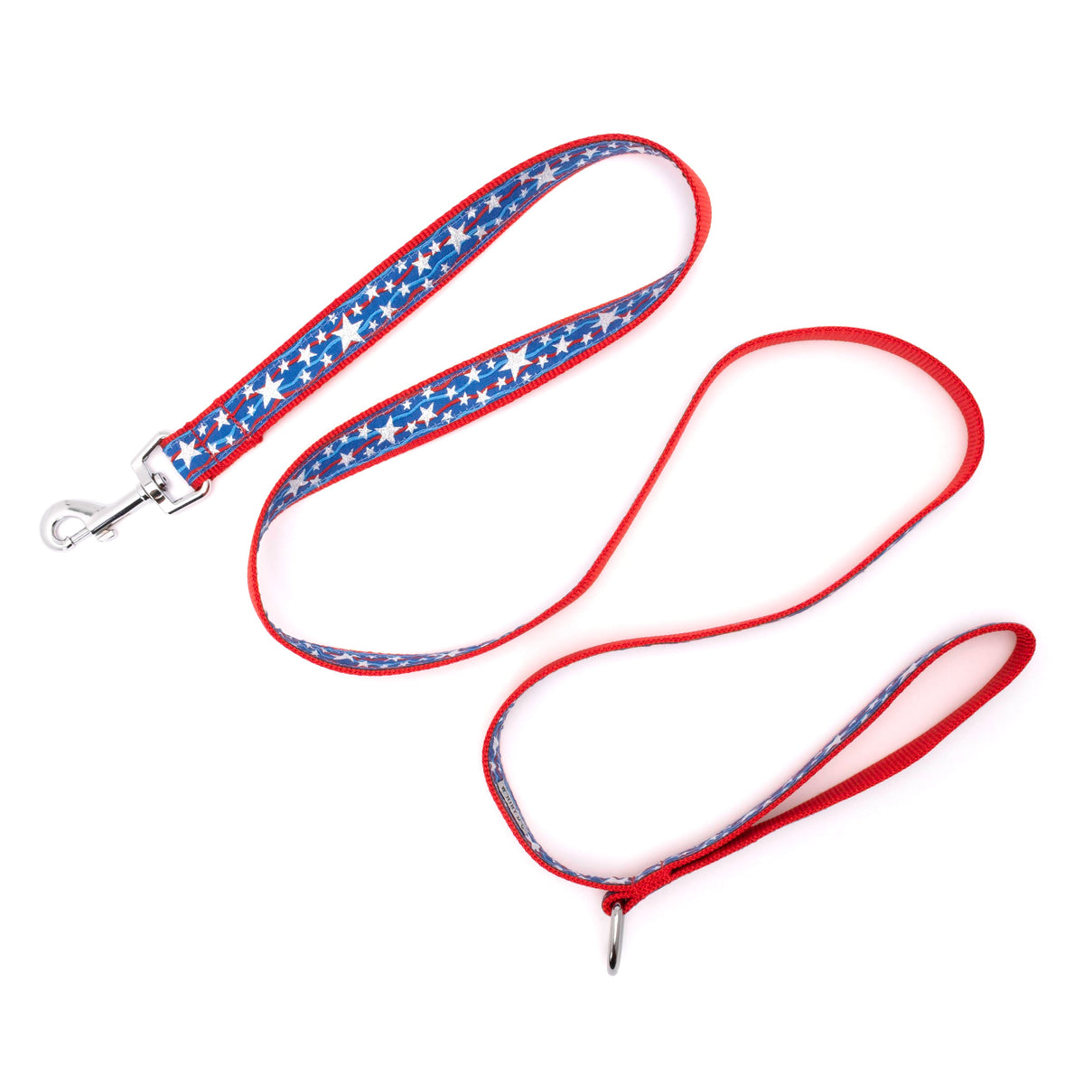 Star Spangled red/white/blue ribbon and nylon dog leash, product view 3