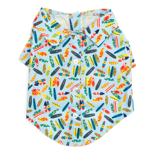 Surf's Up Dog Shirt – Polyester, Blue, Sizes XS–XXL