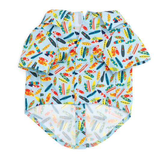 Surf's Up Dog Shirt – Polyester, Blue, Sizes XS–XXL