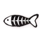 Black Fish Skeleton Catnip Cat Toy, front view of white skeleton design