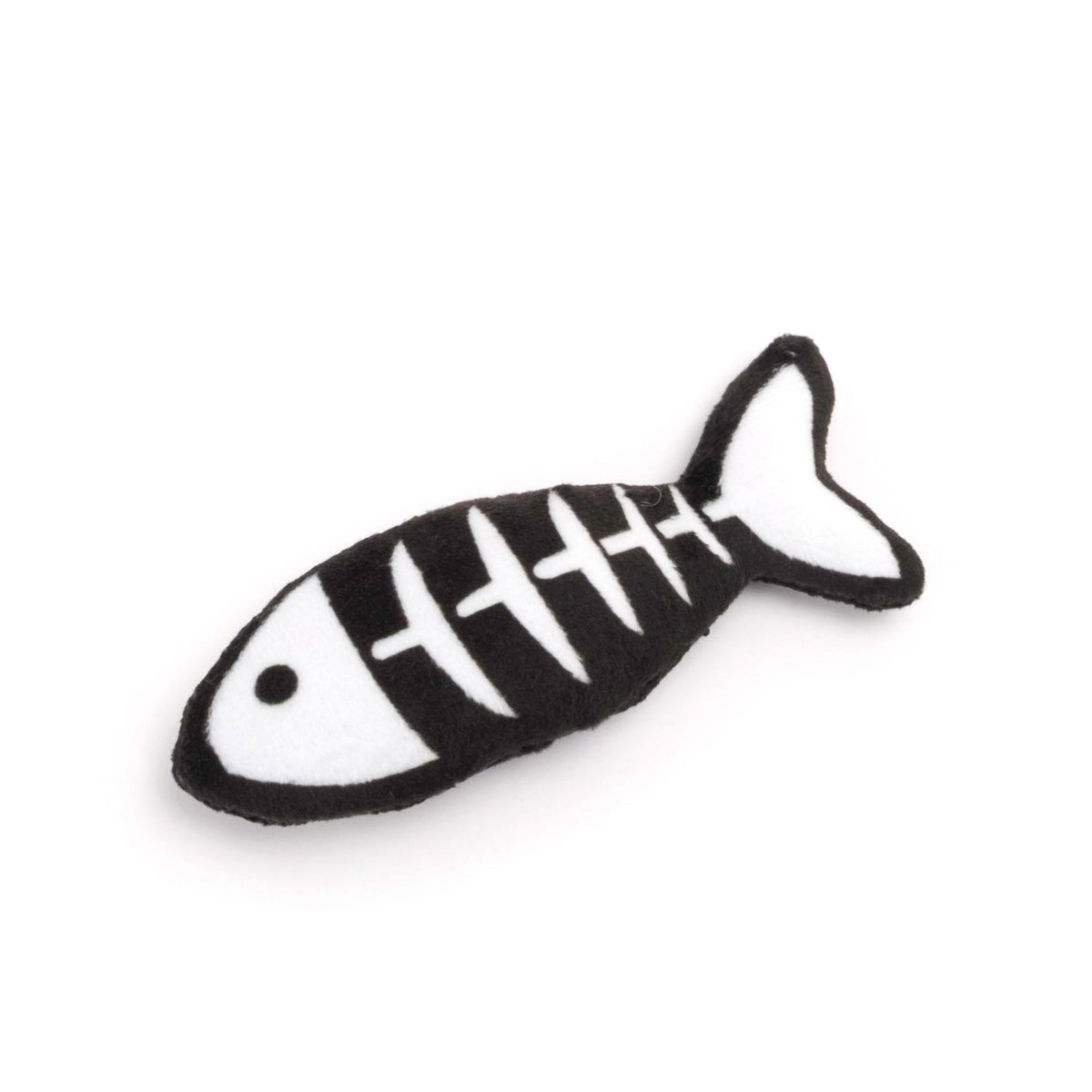 Black Fish Skeleton Catnip Cat Toy, angled view