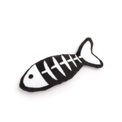 Black Fish Skeleton Catnip Cat Toy, angled view