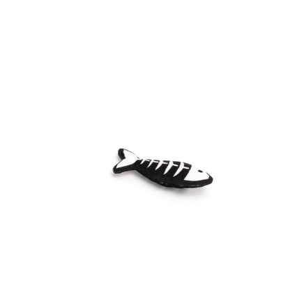 Black Fish Skeleton Catnip Cat Toy, side profile