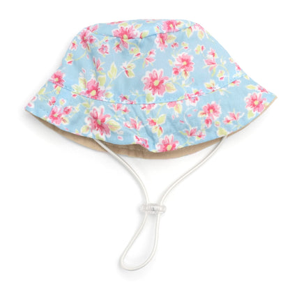Fancy Floral Bucket Dog Hat – Polyester, Yellow & Blue, Sizes S–XL