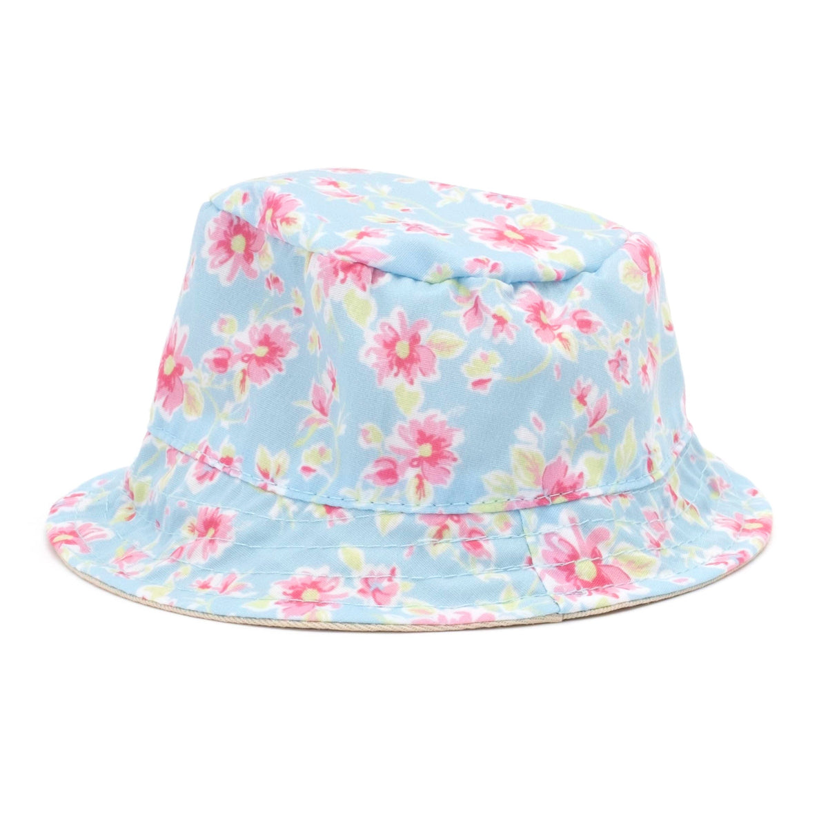 Fancy Floral Bucket Dog Hat – Polyester, Yellow & Blue, Sizes S–XL