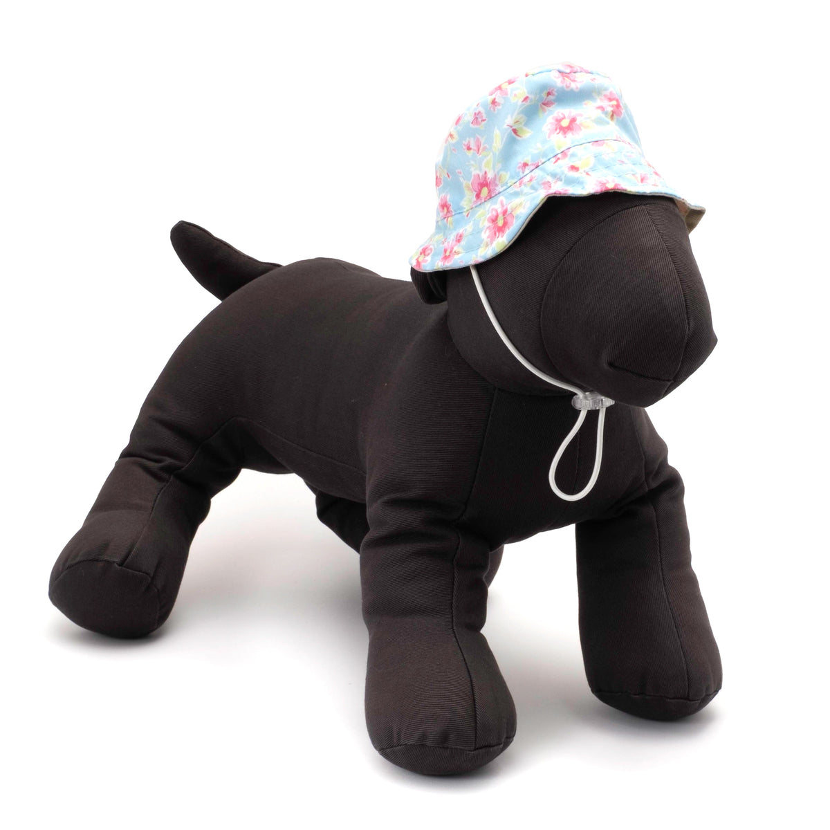 Fancy Floral Bucket Dog Hat – Polyester, Yellow & Blue, Sizes S–XL