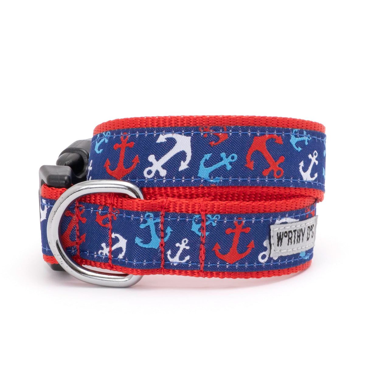 Anchors Ahoy Dog Dog Collar – Red/White/Blue, Sizes XS–XL