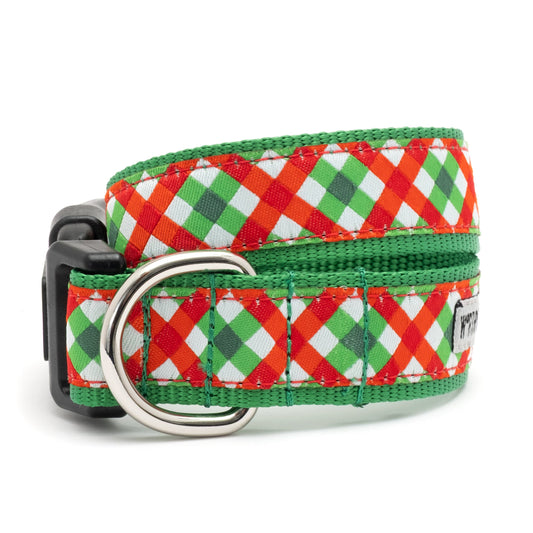 Yuletide Check Dog Dog Collar – Red/Green, Sizes XS–XL
