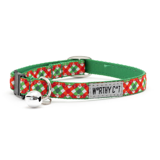 Yuletide Check Cat Collar – Red/Green, Size One Size