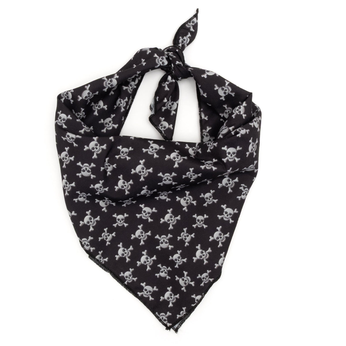 Skull & Crossbones Dog Bandana – Polyester, Black, Sizes S, L