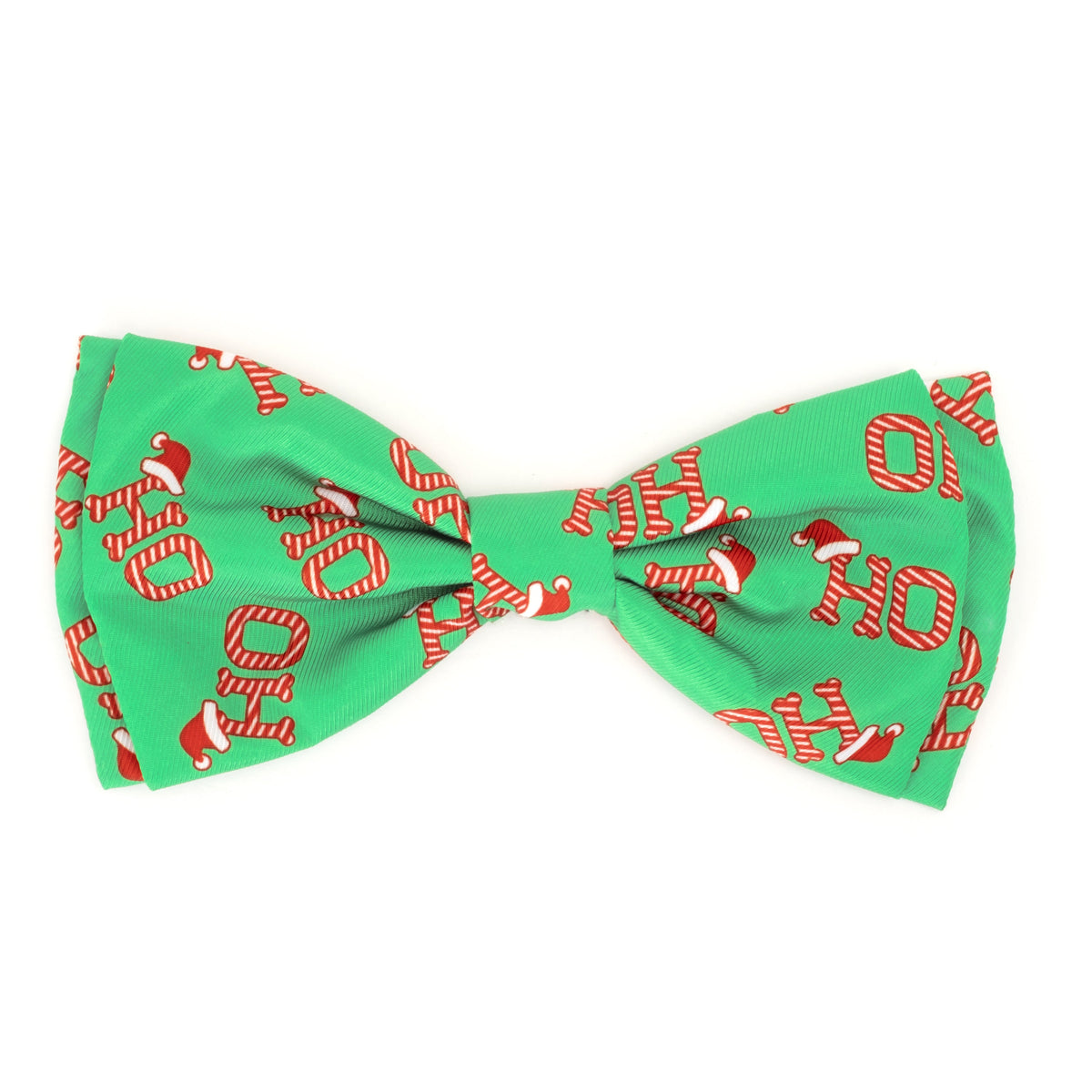 Santa's Cheer Dog Bow Tie – Polyester, Green, Sizes S, L