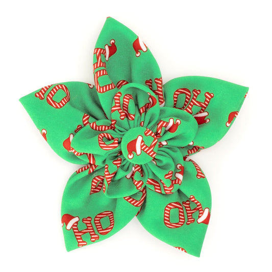 Santa's Cheer Dog Flower – Polyester, Green, Sizes S, L