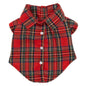 Tartan Dog Shirt – Polyester, Red, Sizes XS–XXL