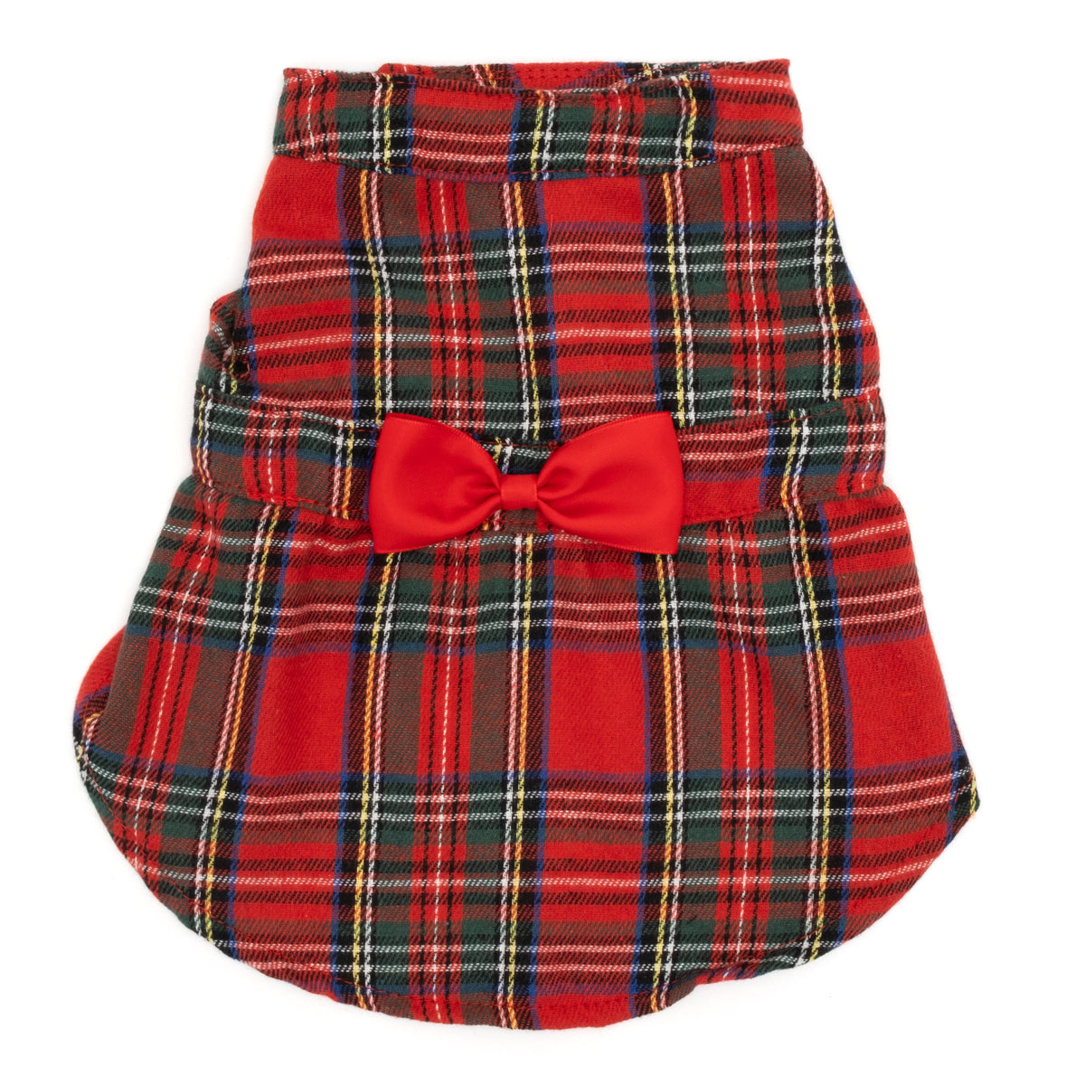 Tartan Dog Dress – Polyester, Red, Sizes XS–XXL