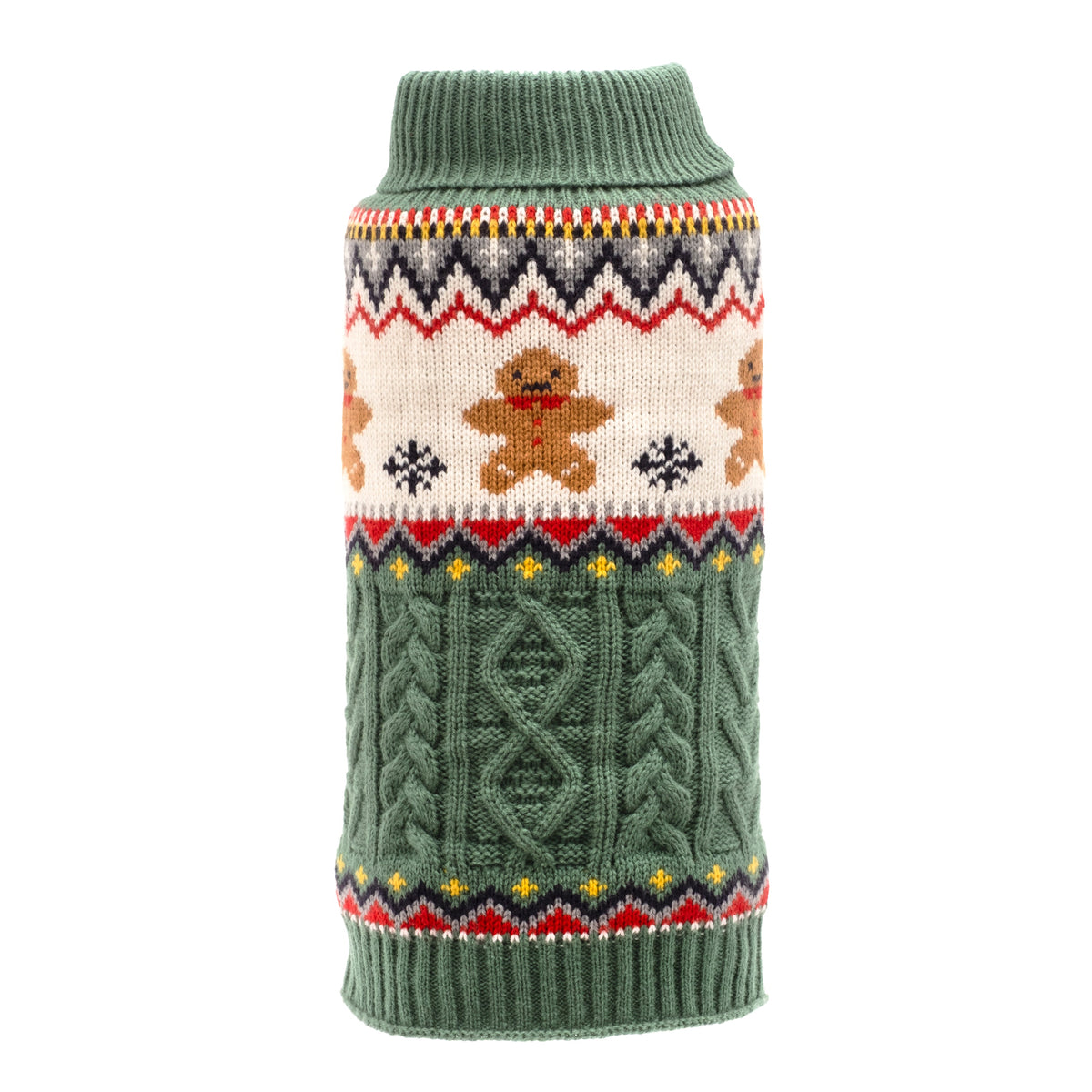 Green Gingerbread Dog Sweater, green, main product view