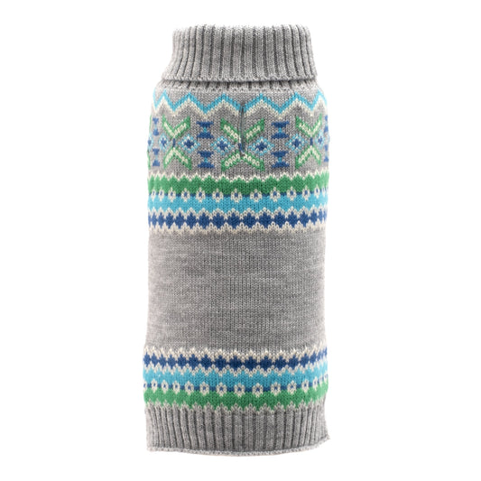 Fairisle Turtleneck Dog Sweater – Acrylic, Pink & Blue, Sizes XS–XXL