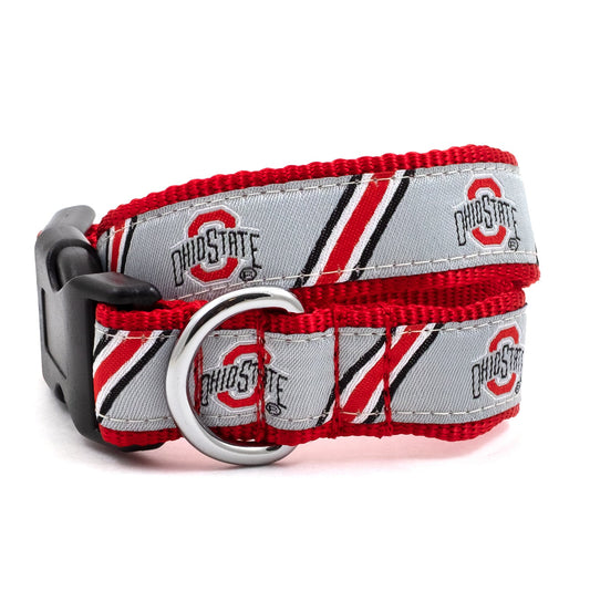 Ohio State Stripe Athletic Logo Dog Collar – Gray, Sizes S–L
