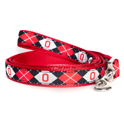 Ohio State Block O Argyle Dog Leash – Black Multicolored, Sizes S, L