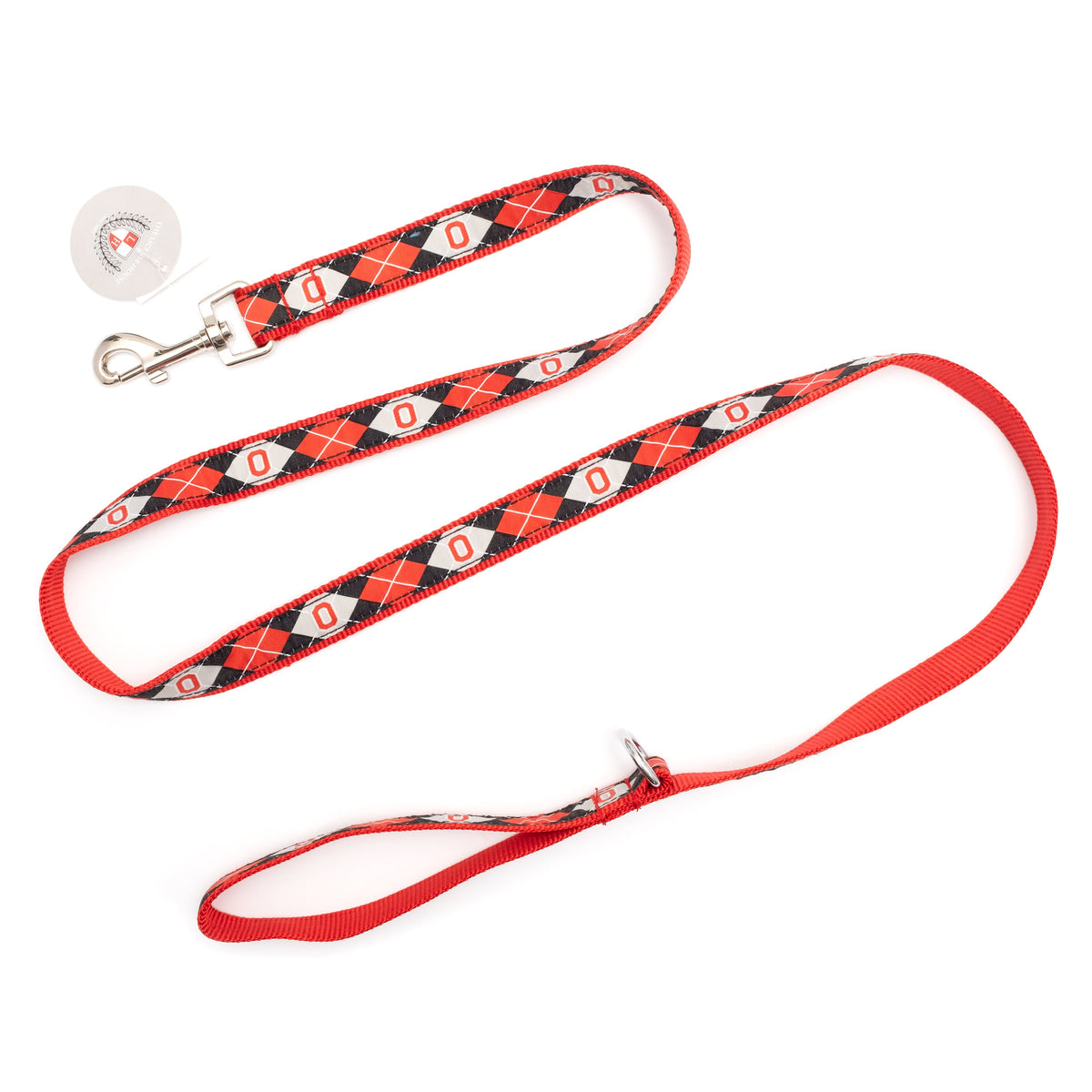 Ohio State Block O Argyle Dog Leash – Black Multicolored, Sizes S, L