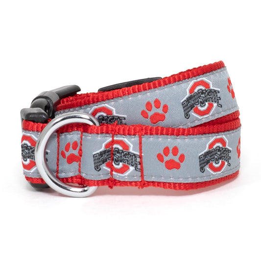 Ohio State Athletic O Paw Print Dog Collar – Scarlet & Gray, Sizes S–L