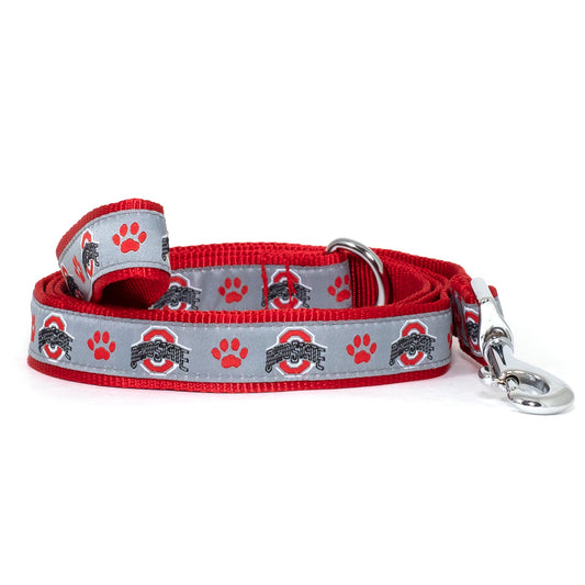 Ohio State Athletic O Paw Print Dog Leash – Scarlet & Gray, Sizes S, L