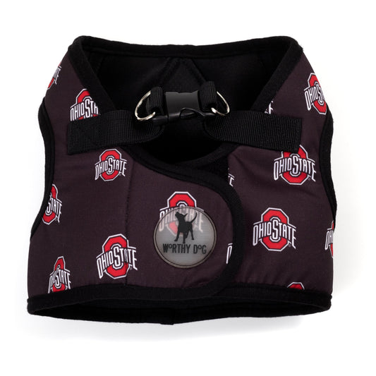 Ohio State Printed Sidekick Dog Harness – Black, Sizes XS–XXL