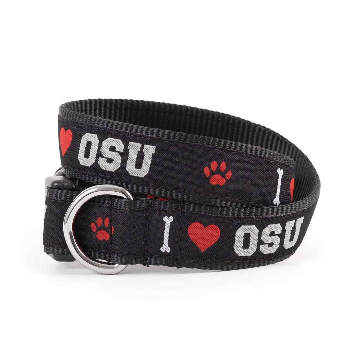 Ohio State I Heart OSU Dog Collar – Black, Sizes S–L