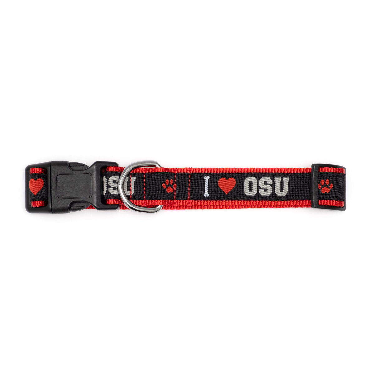 Ohio State I Heart OSU Dog Collar – Black, Sizes S–L