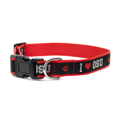 Ohio State I Heart OSU Dog Collar – Black, Sizes S–L