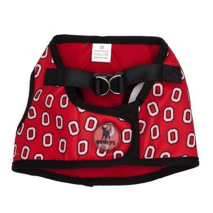 Ohio State Tossed Block O Printed Sidekick Dog Harness – Scarlet, Sizes XS–XXL