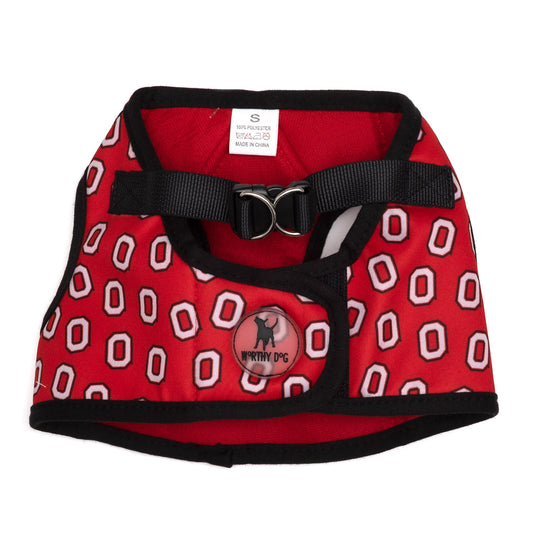Ohio State Tossed Block O Printed Sidekick Dog Harness – Scarlet, Sizes XS–XXL