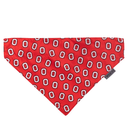 Ohio State Tossed Block O Dog Slide-On Bandana – Polyester, Scarlet, Sizes S, L