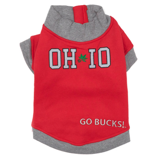 Ohio State OH-IO Quarter Zip Dog Sweater – Cotton, Scarlet, Sizes XS–XXL