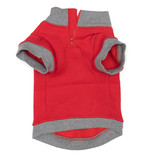 Ohio State OH-IO Quarter Zip Dog Sweater – Cotton, Scarlet, Sizes XS–XXL