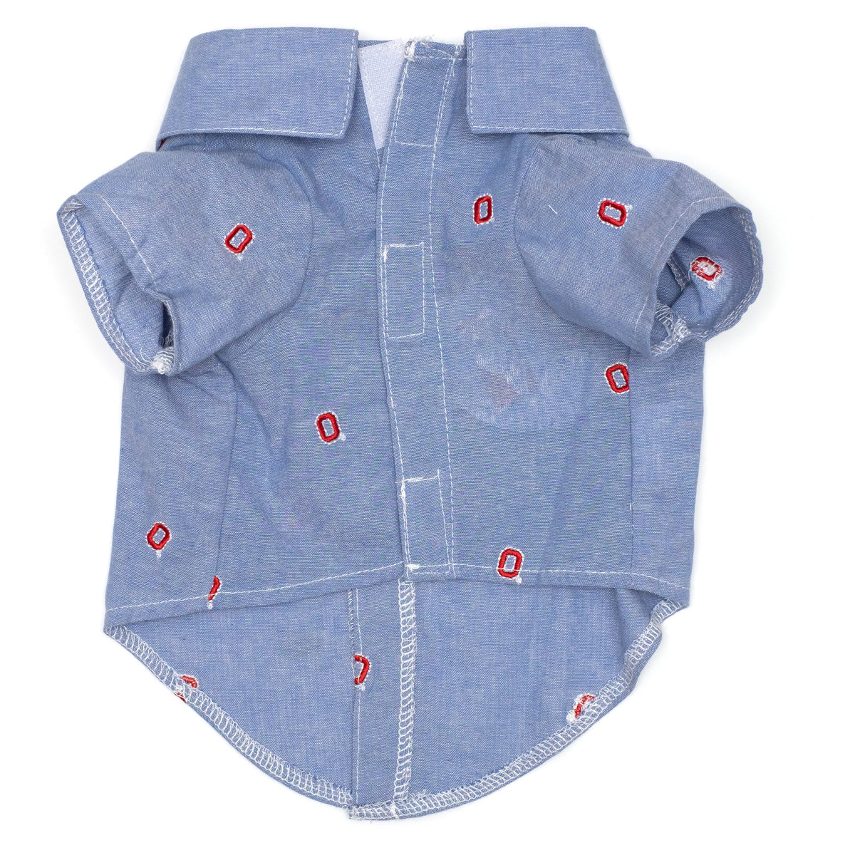 Ohio State Chambray Block O Dog Shirt – Cotton, Blue, Sizes XS–XXL