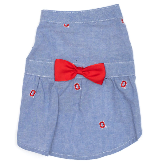 Ohio State Chambray Block O Dog Dress – Cotton, Blue, Sizes XS–XXL