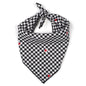 Check Santa Hats Dog Bandana – Cotton, Black/White, Sizes S, L