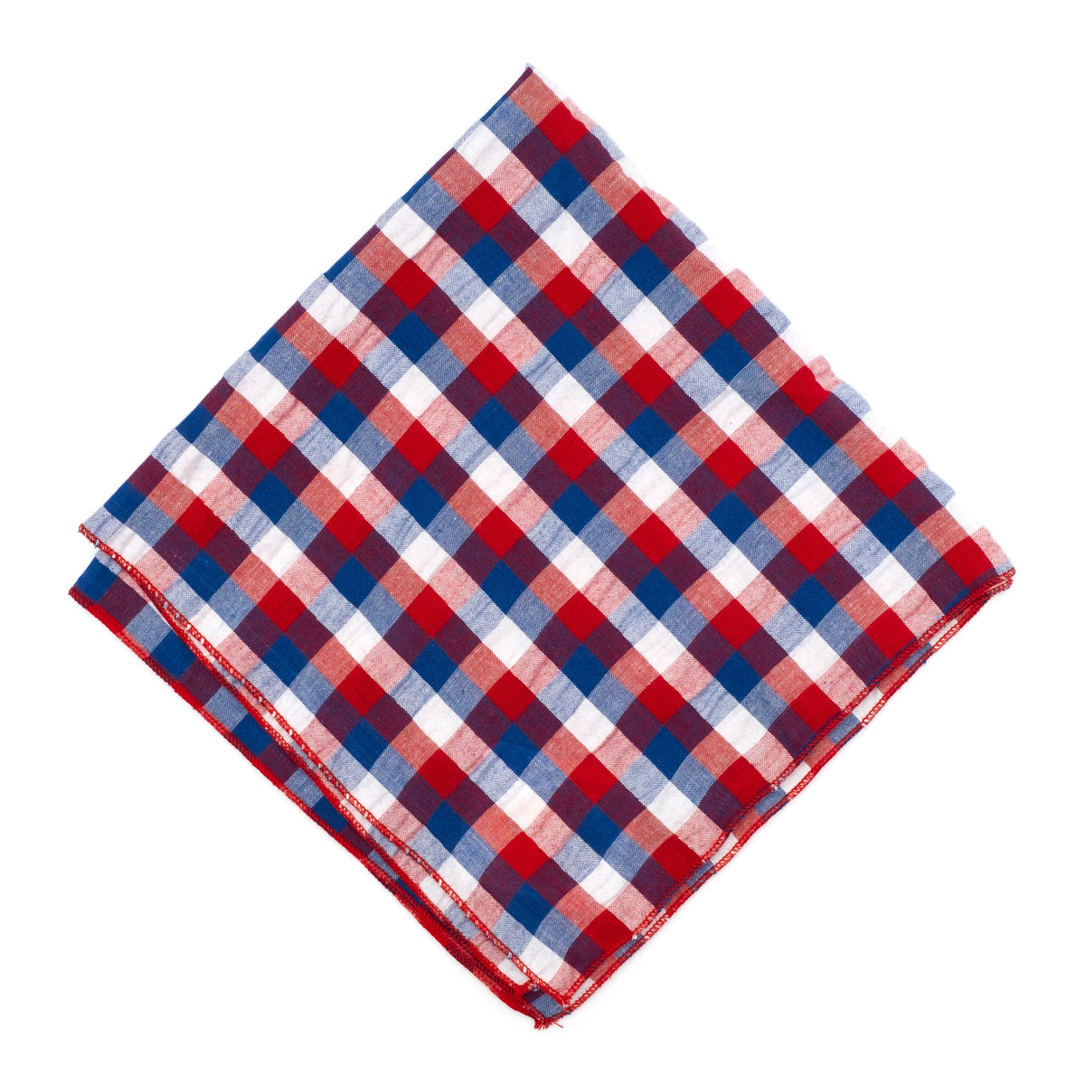 Red/White/Blue Check Dog Bandana – Cotton, Red/White/Blue, Sizes S, L