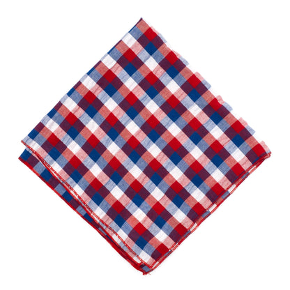 Red/White/Blue Check Dog Bandana – Cotton, Red/White/Blue, Sizes S, L