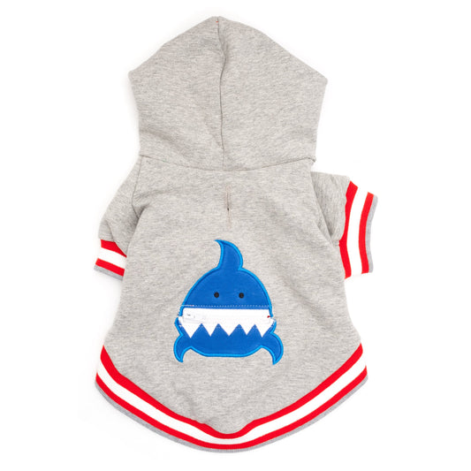 Shark Dog Hoodie – Cotton, Gray, Sizes XS–XXL