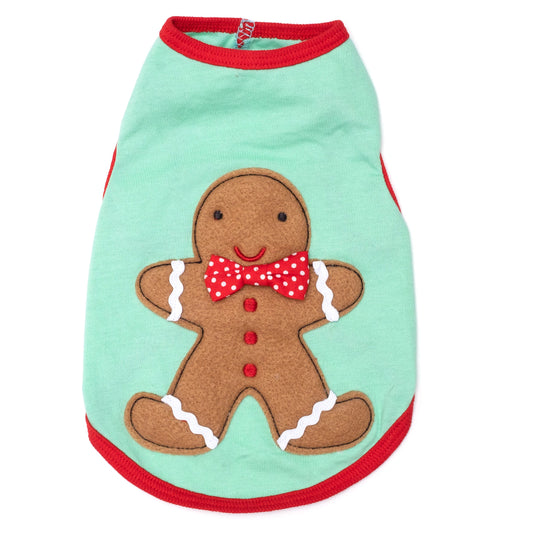 Gingerbread Andy Dog Tank Top – Cotton, Mint Green, Sizes XS–XXL