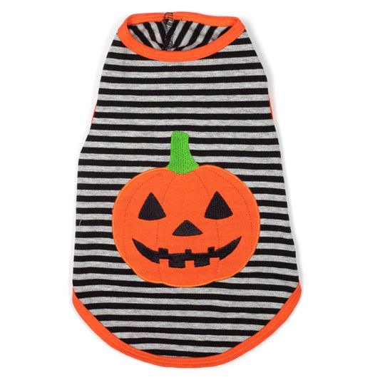 Jack-O-Lantern Dog Tank Top – Cotton, Black/Gray, Sizes XS–XXL