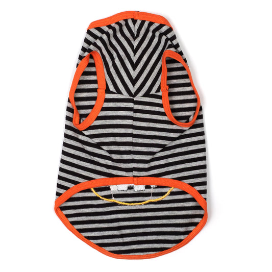 Jack-O-Lantern Dog Tank Top – Cotton, Black/Gray, Sizes XS–XXL